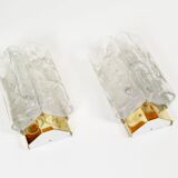 Pair of wall lamps in brass & glass by Doria Leuchten