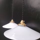 2 opaline pendant lights