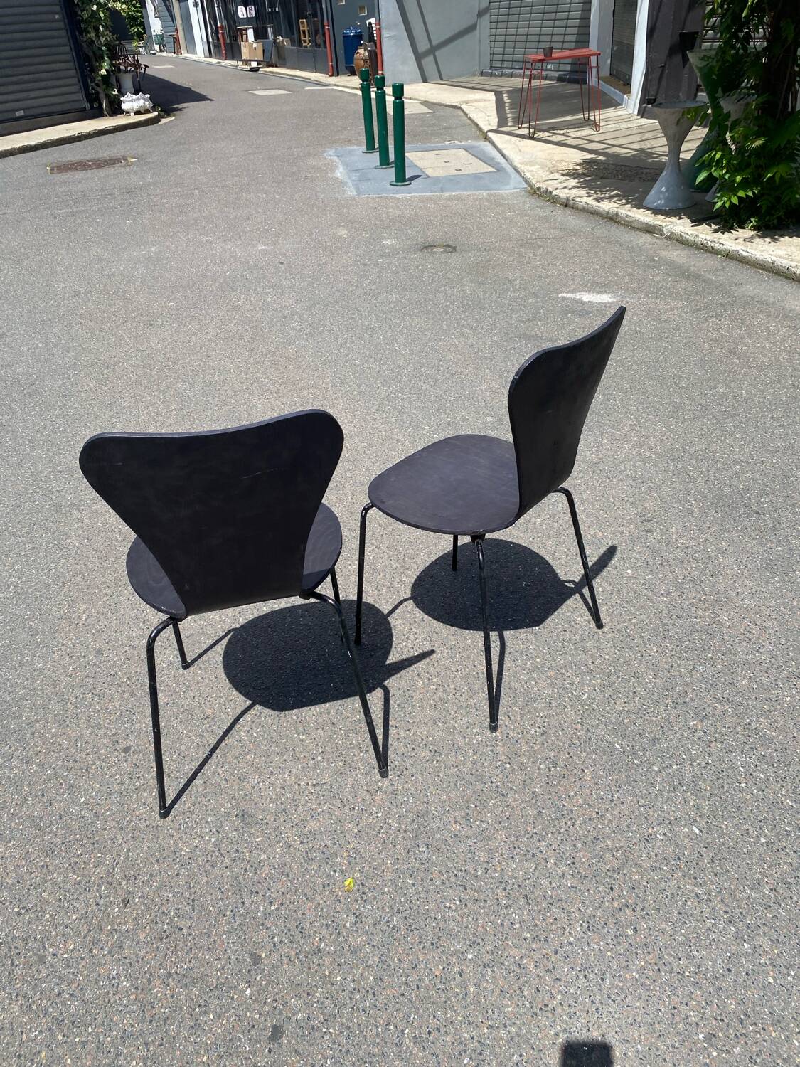 Pairs of wooden chairs