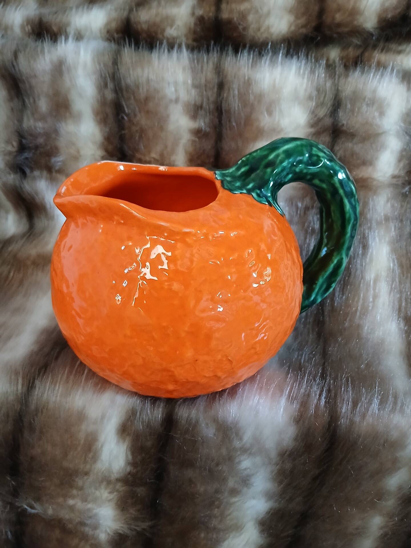 Jug / Carafe in orange barbotine shape