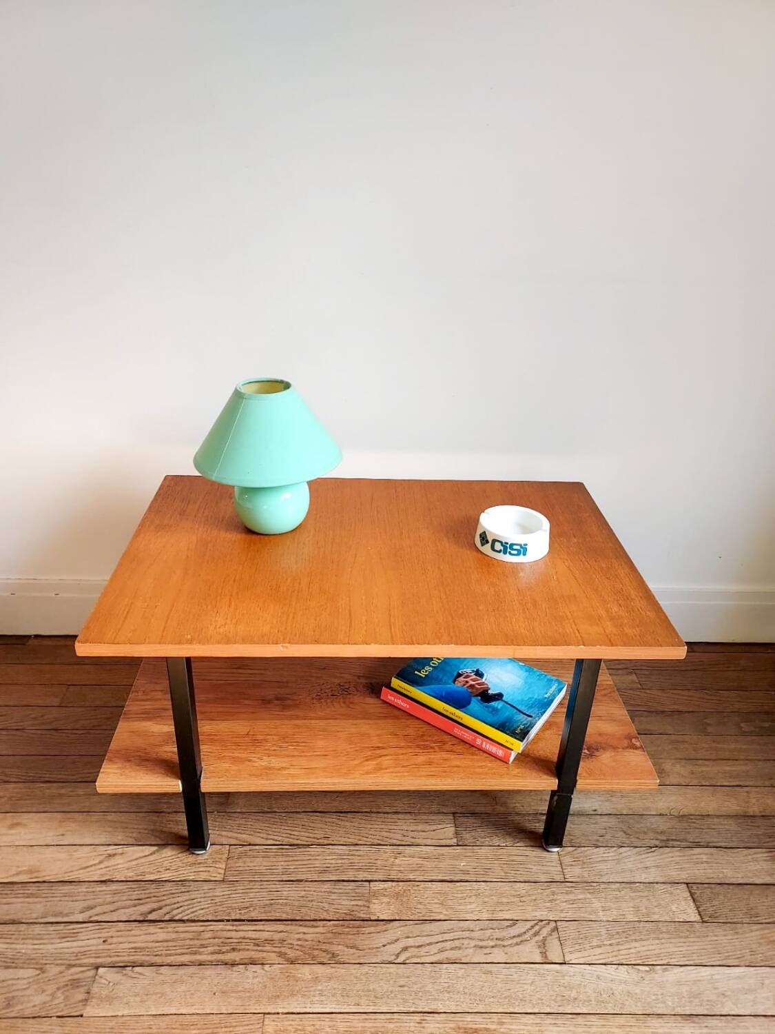 Wooden coffee table, double shelf