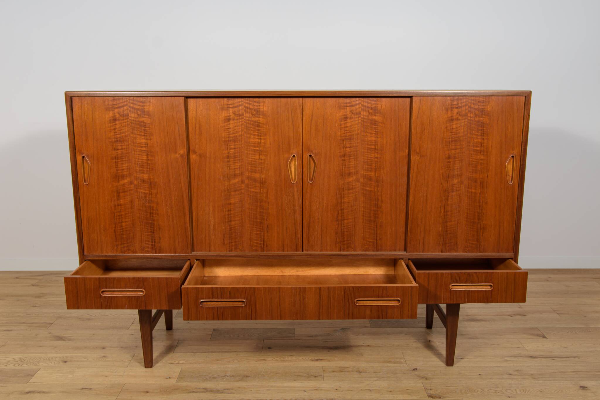 Mid-Century Teak High Sideboard, Denmark, 1960s