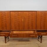 Mid-Century Teak High Sideboard, Denmark, 1960s