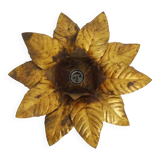 Wall light, ceiling light sun foliage in gold metal, vintage ceiling light. Italy 70s