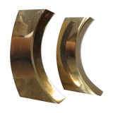 Pair of candle holders in golden brass, 70s