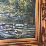 Old oil painting canvas reproduction water lilies japan monet 80x70