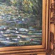 Old oil painting canvas reproduction water lilies japan monet 80x70