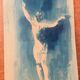 Monochrome blue watercolour table "Blue Lady" Dance, signed.