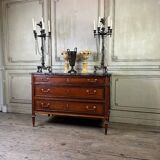 Louis XVI style mahogany commode in three colors, 18th century