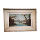 Table boat on a pond