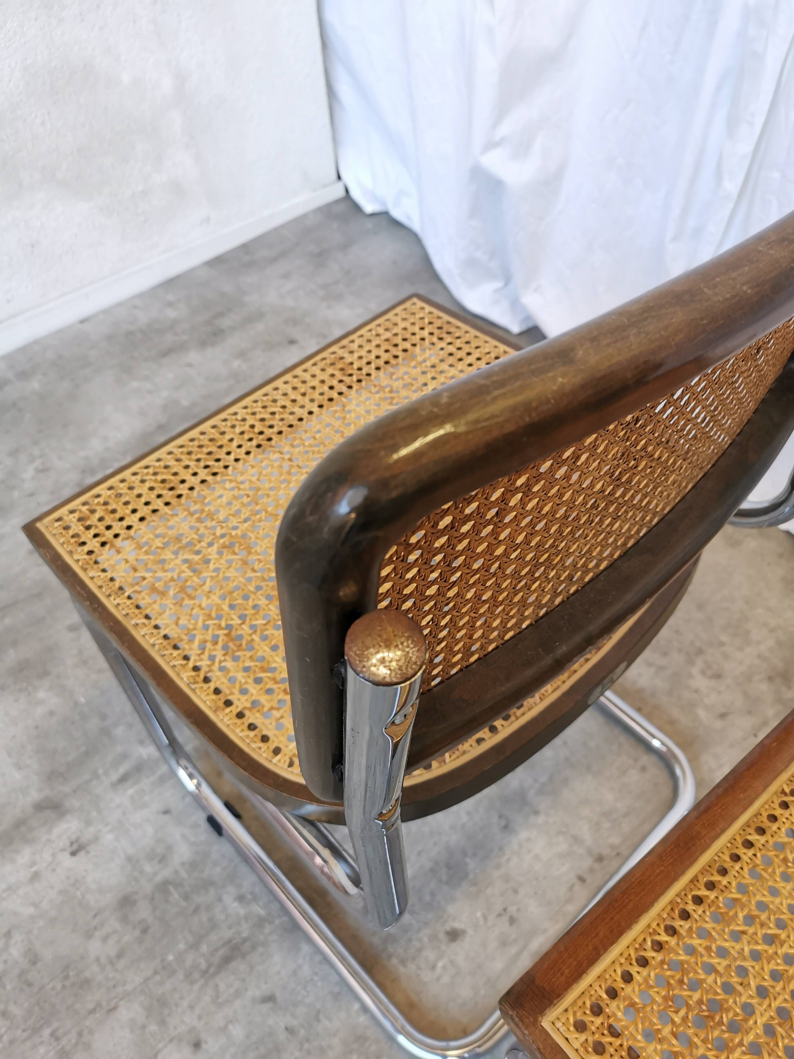 Set of 2 Vintage Cesca Cane Chair: 1970s Italian Mid-Century Modern Dining