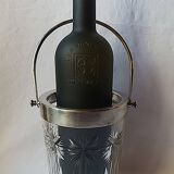 Cut crystal ice bucket, silver-plated metal, marked, cooler service.