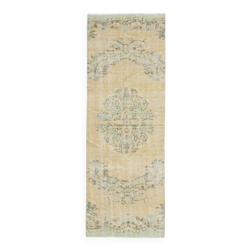 1970s Vintage Turkish Hand-Knotted Wool Cotton Orange Runner Rug 83x233