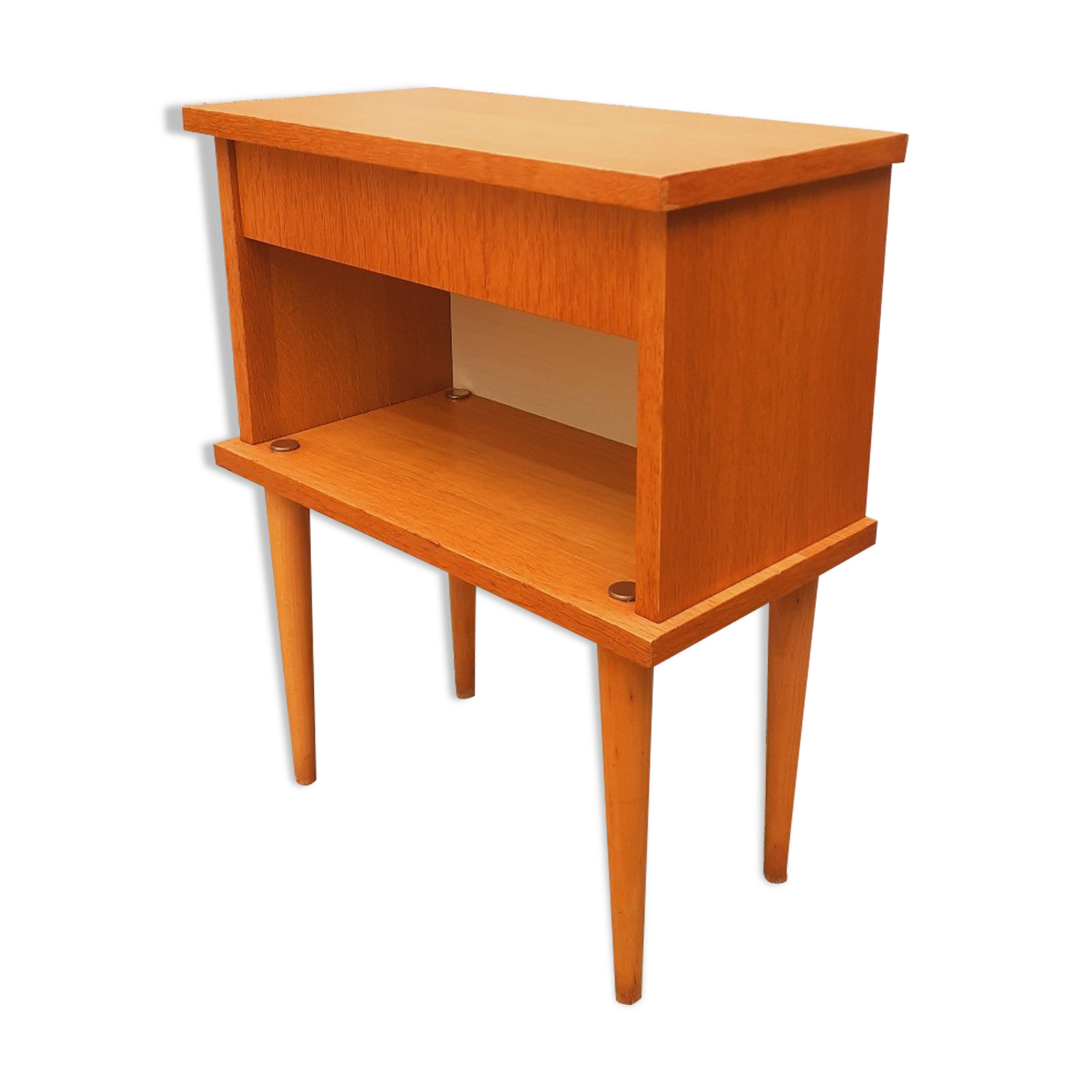 Vintage 50s light oak bedside table.