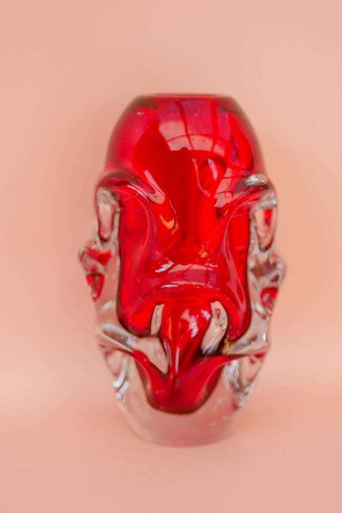 Vases en cristal rouge par Augustsson pour Åseda, ensemble de 2