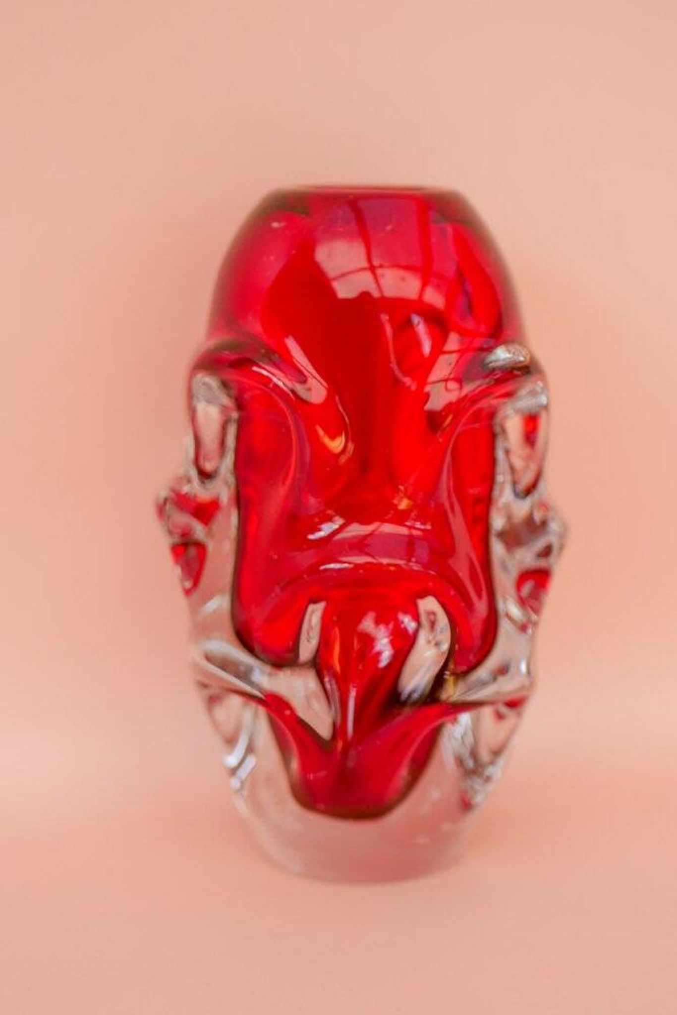 Vases en cristal rouge par Augustsson pour Åseda, ensemble de 2