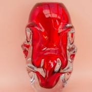 Vases en cristal rouge par Augustsson pour Åseda, ensemble de 2