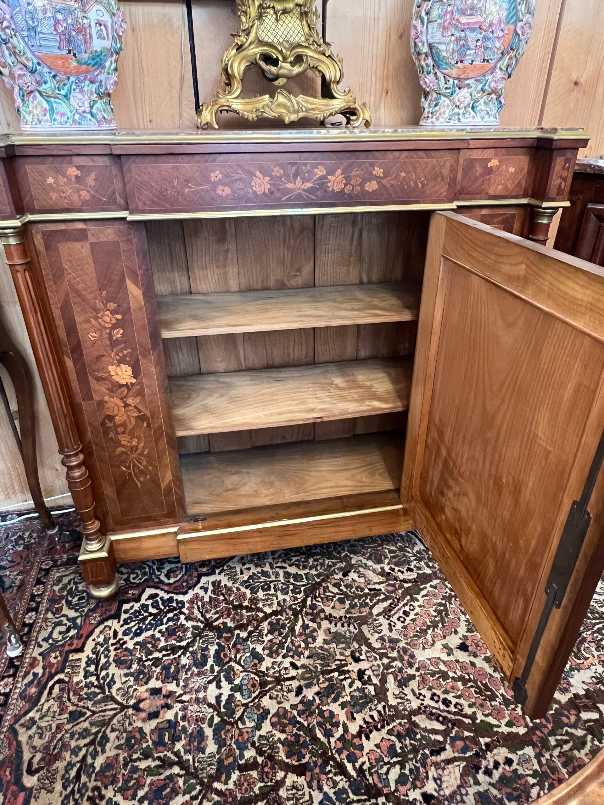Napoleon III sideboard, rosewood and floral marquetry, 19th century