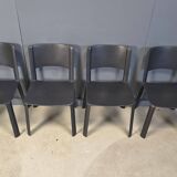 Vintage black leather dining chairs, Italy, 1980s