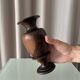 Vintage Sculptural Turned Wood Vase – Dark Hardwood – 20 cm
