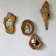 Set de 4 miroirs organiques brutalistes en bois années 50