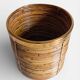 Vase en raphia / rotin organique moderne du milieu du siècle XL avec bord en laiton