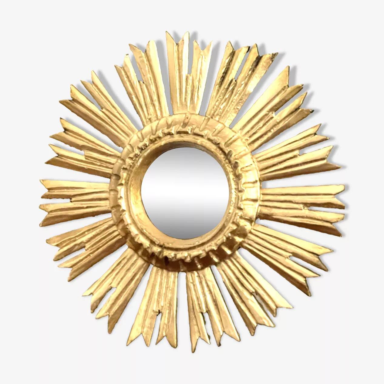 Golden wooden sun mirror "witch's eye"