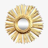 Golden wooden sun mirror "witch's eye"