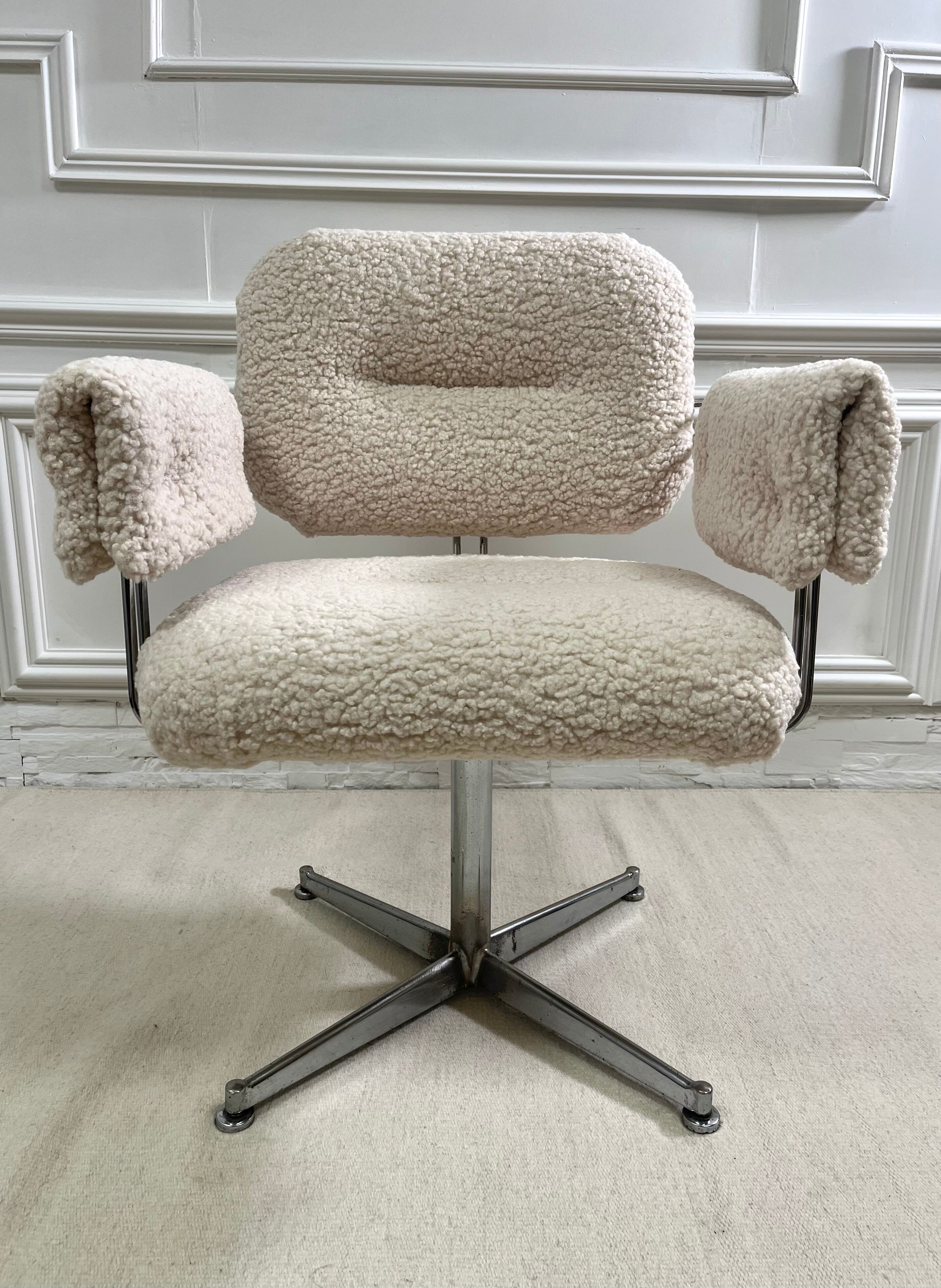 Vintage armchair in faux sheep's fur