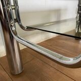 Coffee table chrome and smoked glass design 70s