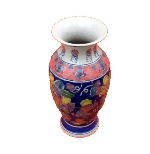 Baluster vase Polychrome ceramic Floral decoration