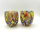 Set of 6 blown glass glasses from Venice with Effetre Murano murrine.
