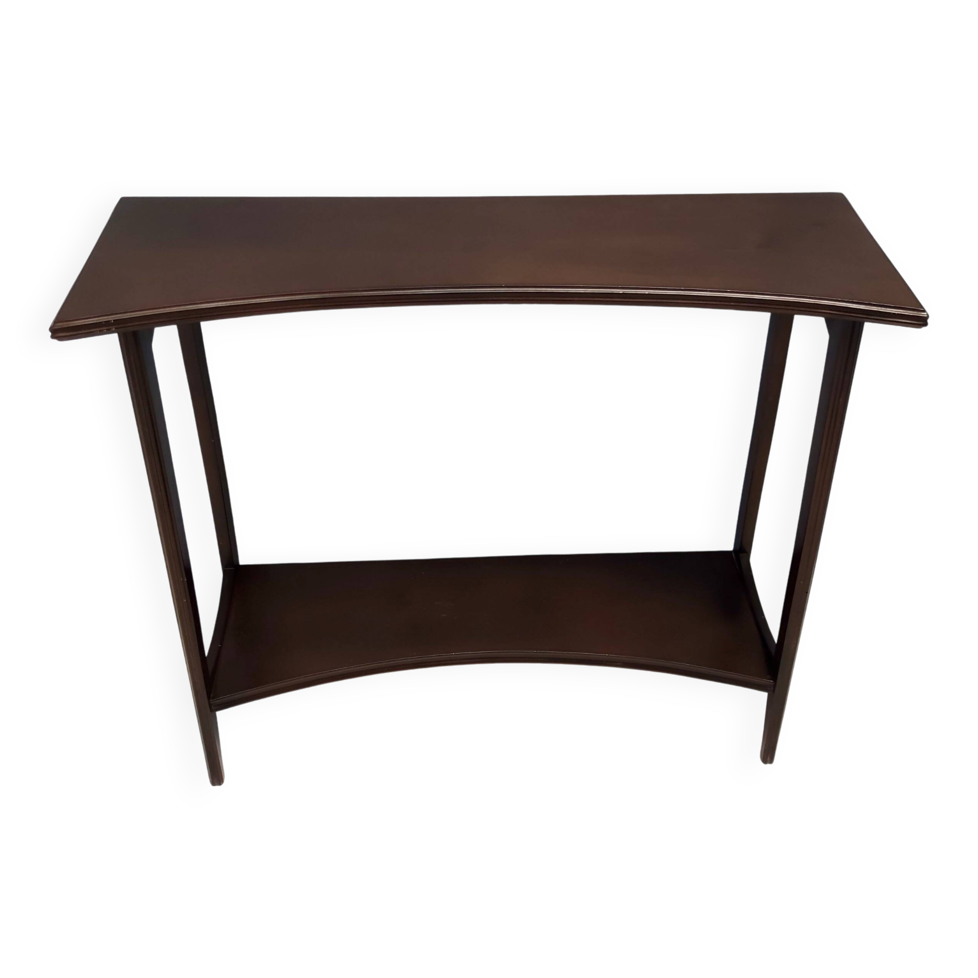 Table console postmoderne en hêtre noirci avec étagère inférieure, Italie