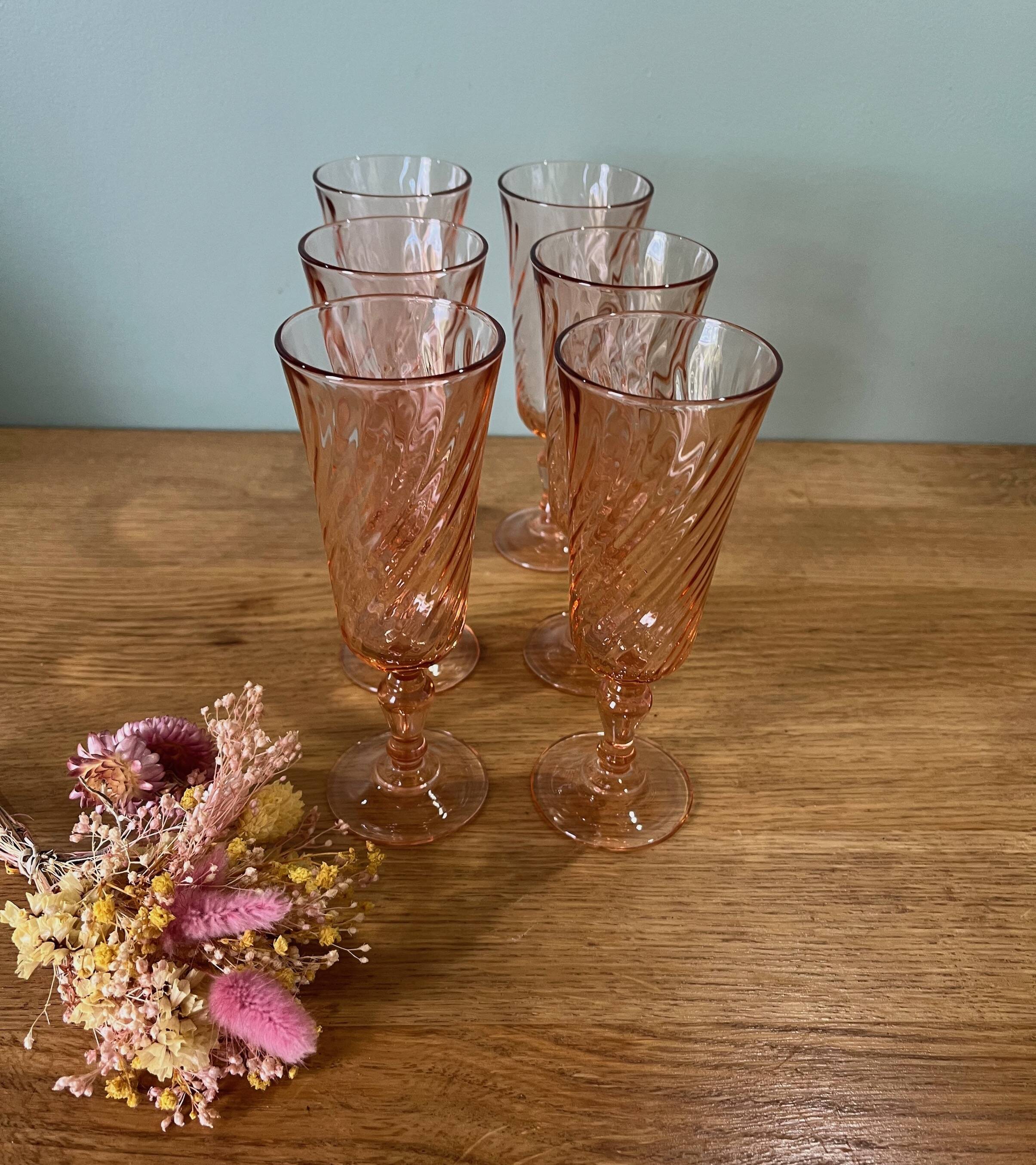 6 Rosaline Twisted Pink Champagne Flutes
