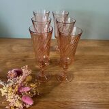 6 Rosaline Twisted Pink Champagne Flutes