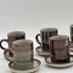 Set of 6 vintage handmade stoneware cups and saucers.