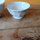 Set of 3 white and gold antique bowls - porcelain cups