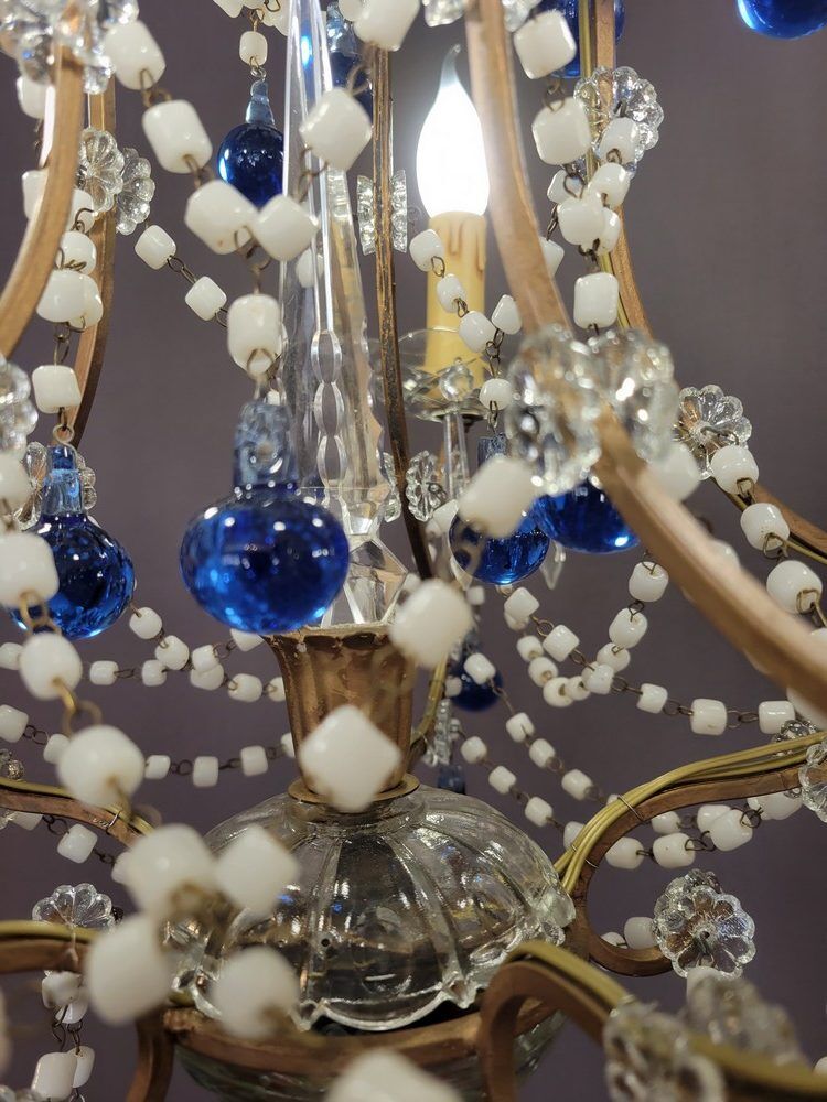 Chandelier with blue pendants