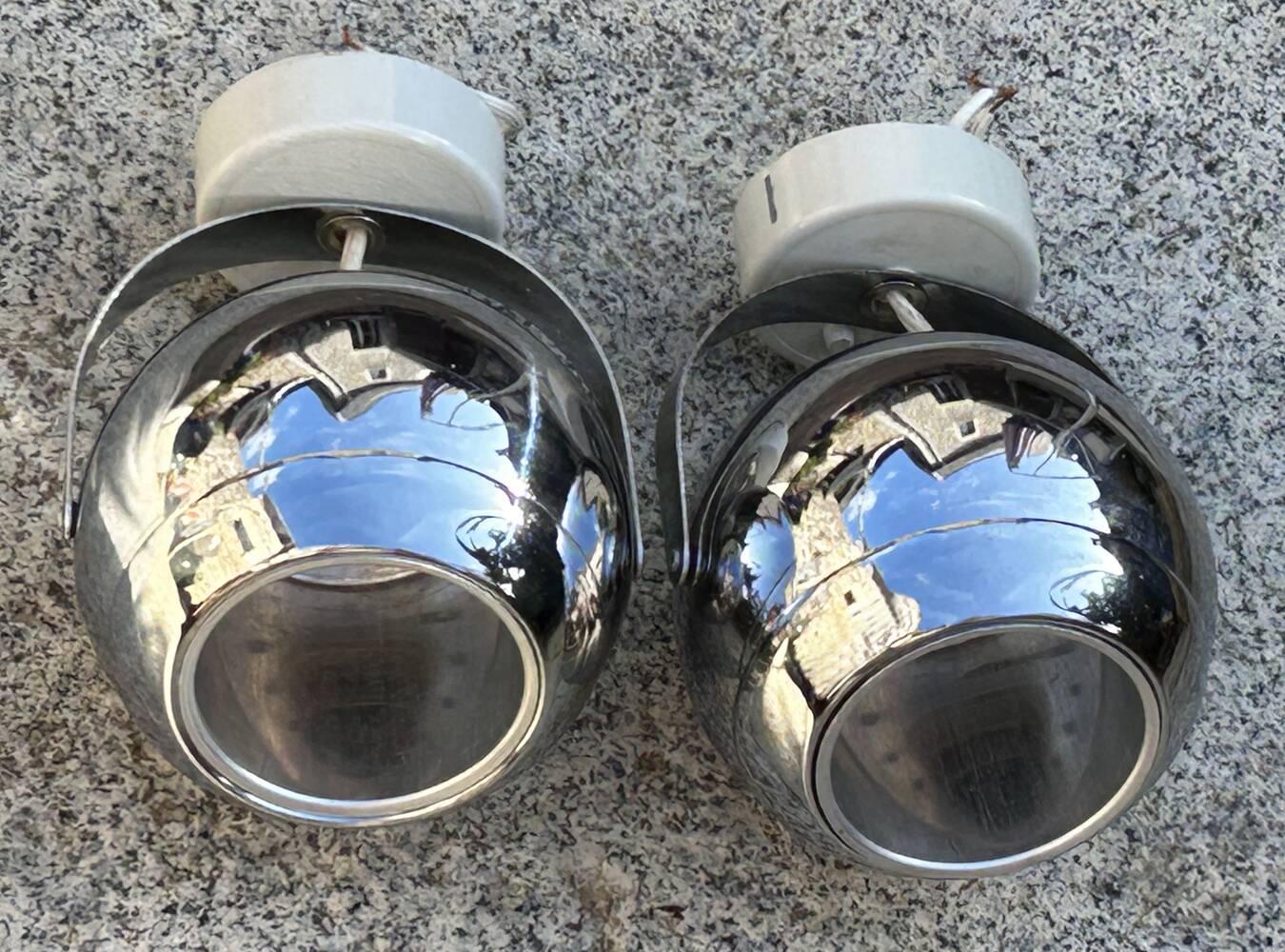 Pair of eye ball wall lights, space age, chrome, vintage, 70s