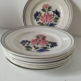 Set of 8 Saint Amand plates with stylized flower decoration 4122