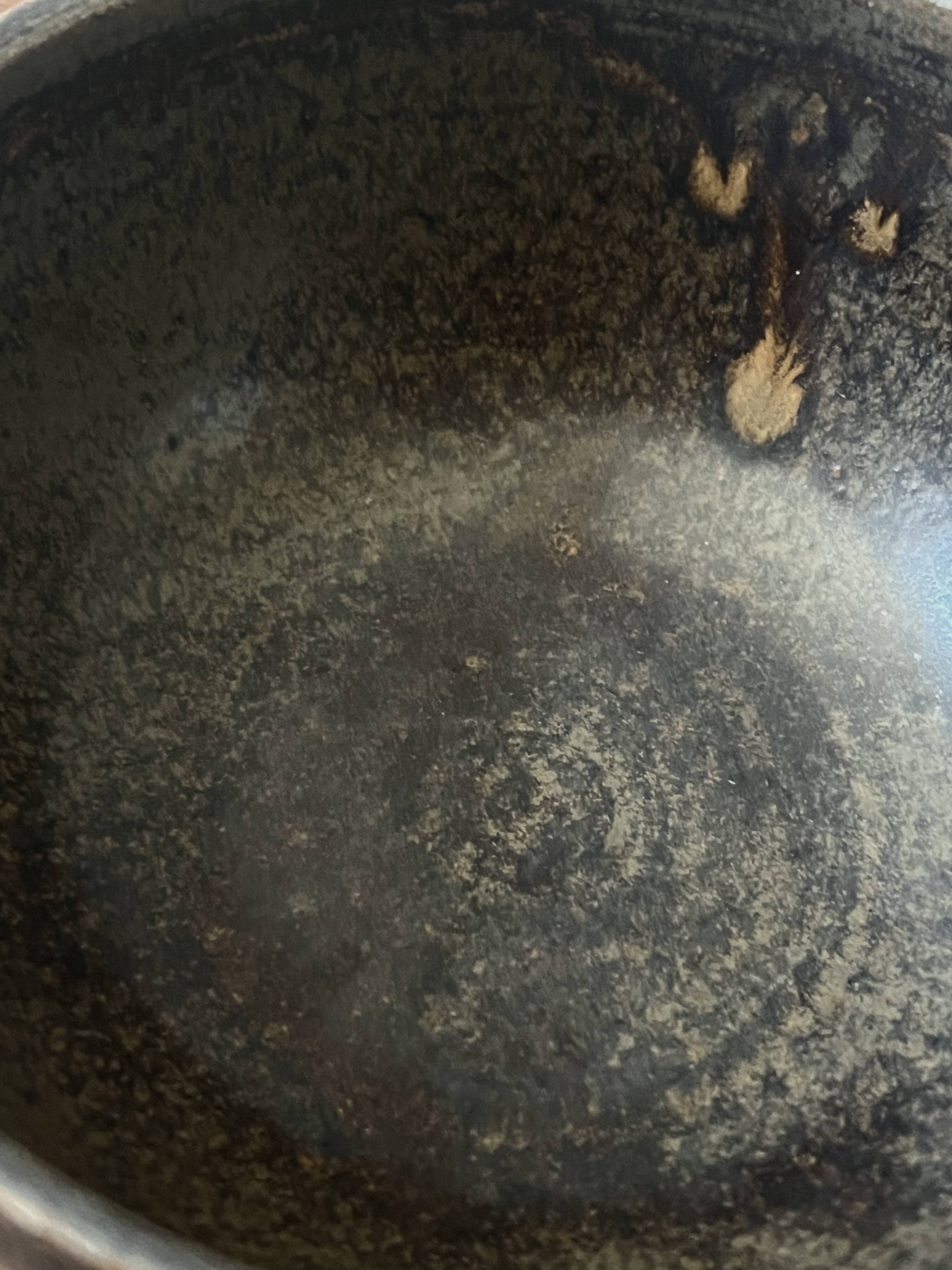 Pair of 2 handmade stoneware bowls, 20th century