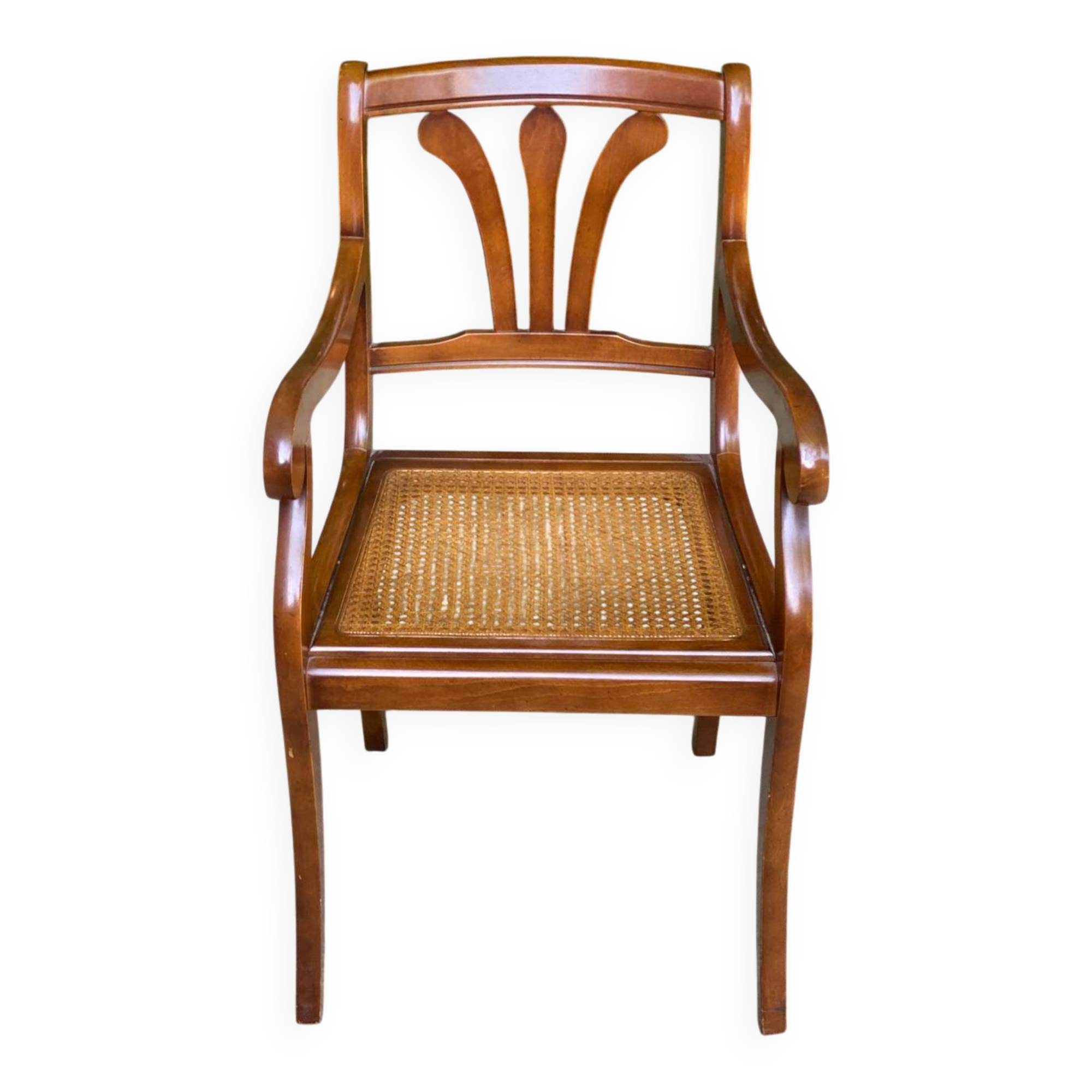 Regency office chair in solid wood and Louis Philippe canework