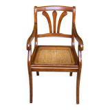 Regency office chair in solid wood and Louis Philippe canework