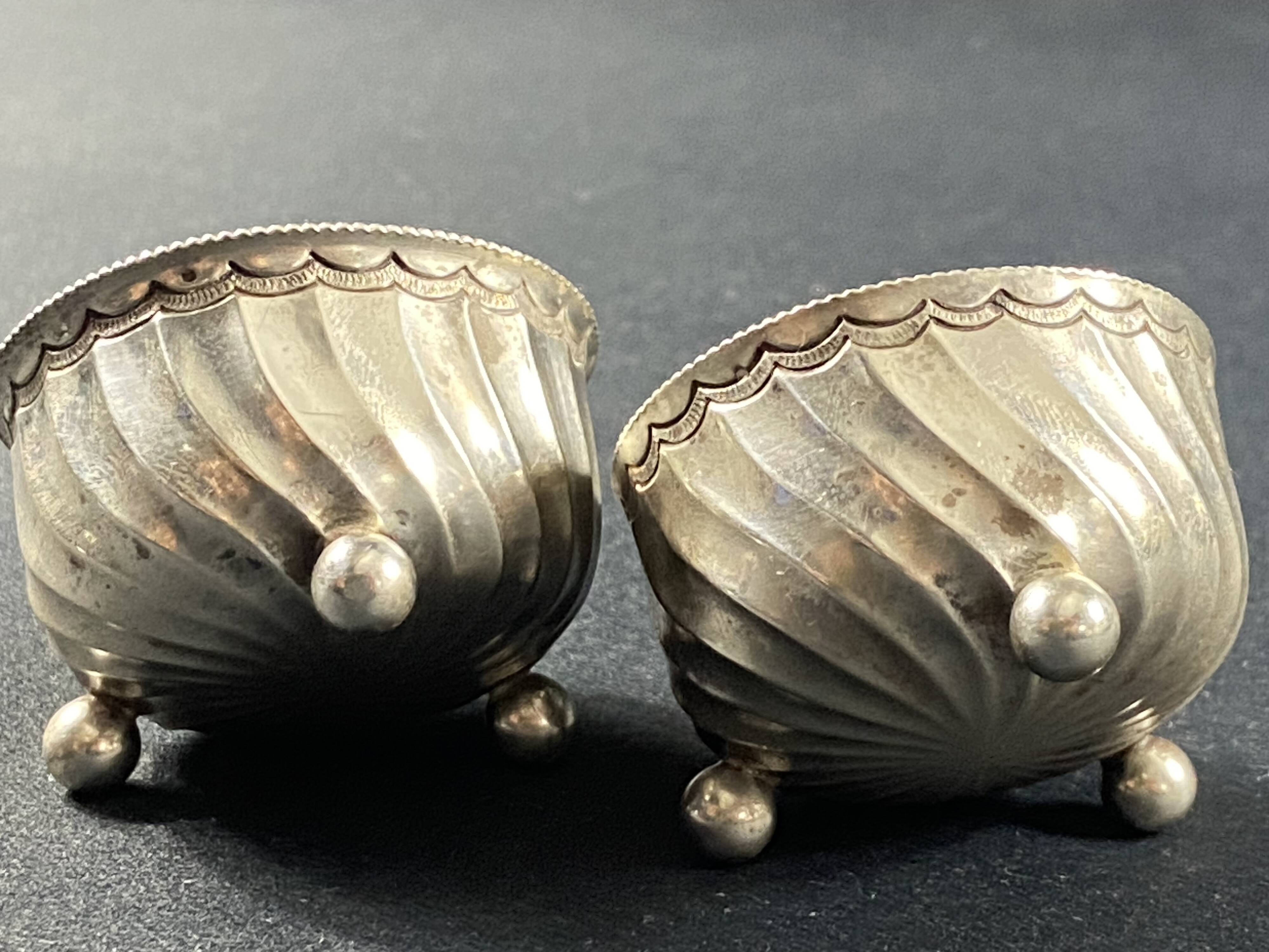 Pair of solid silver salt cellars with weevil hallmark