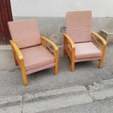 Pair of armchairs year 50 adjustable back