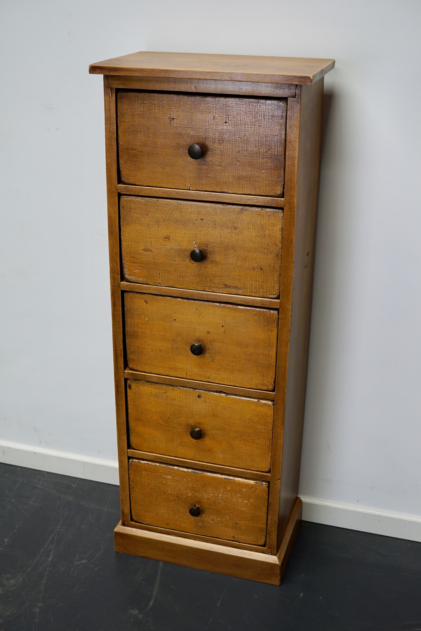Antique dutch ochre drawer cabinet, early 20th century