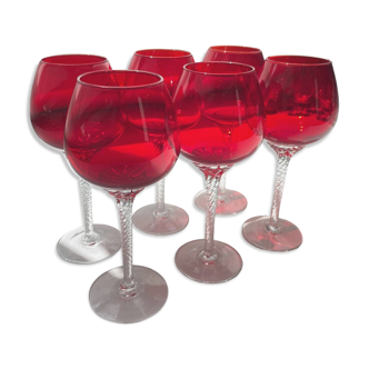 Ruby Red Wine glasses Sasaki Japan