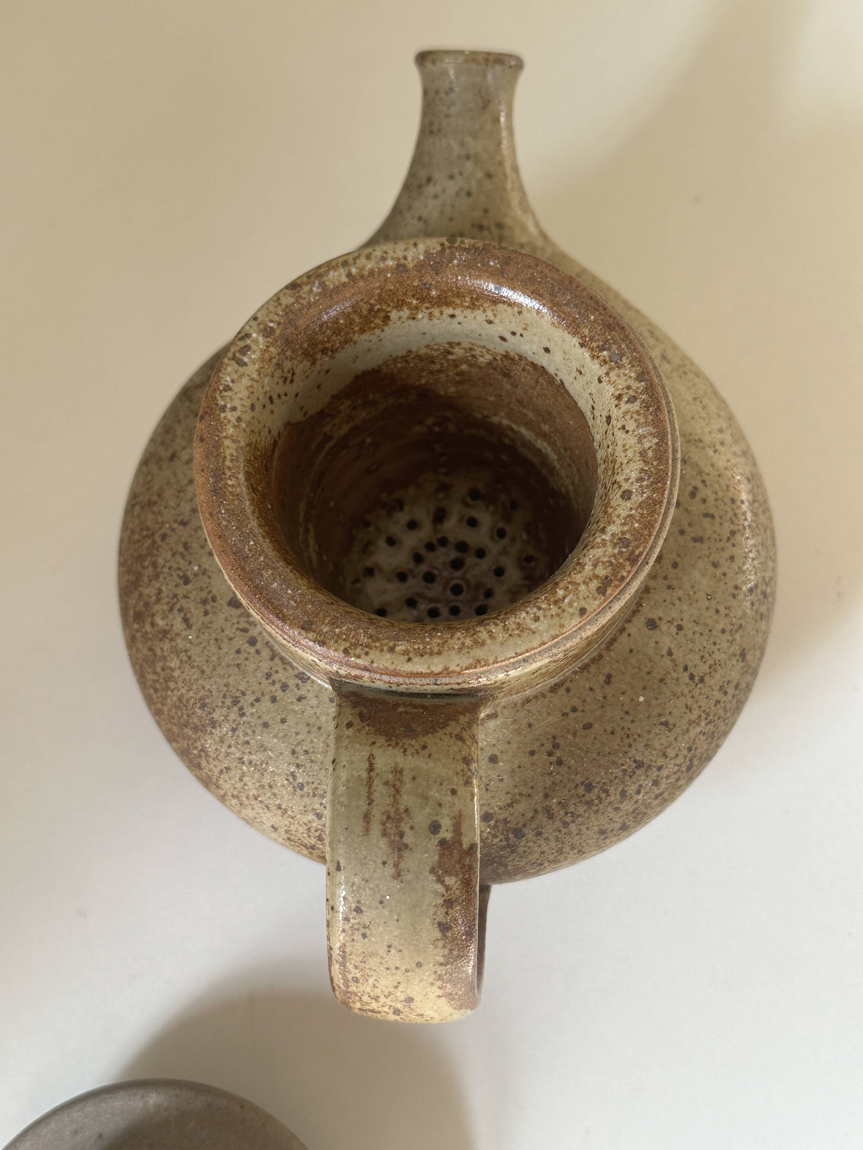 Vintage 60s signed stoneware teapot