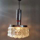 Vintage space age lamp, chromé afwerking en glazen lampenkap, jaren 1960