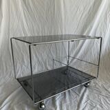 Smoked glass & steel rolling trolley